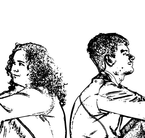 portrait of Sandra and Bastian in stylized black and white.